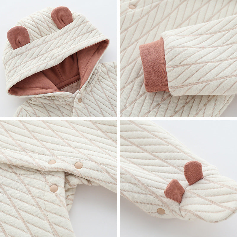 Cozy Bear Hooded Baby Romper