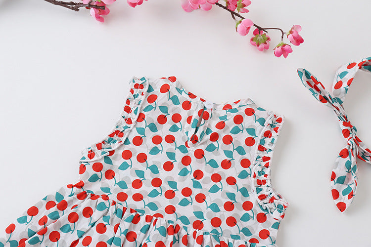 Red Cotton Baby Girl Romper