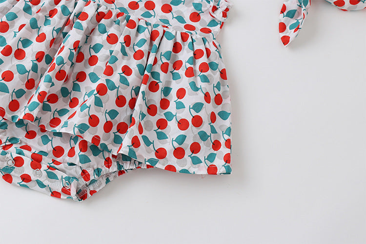 Red Cotton Baby Girl Romper