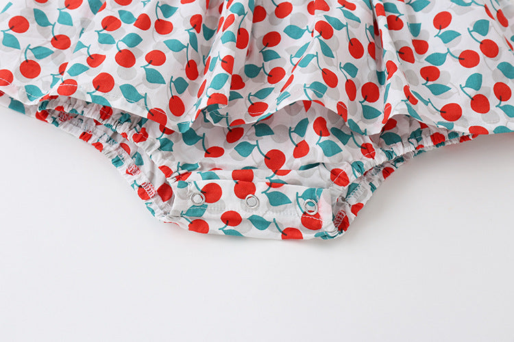 Red Cotton Baby Girl Romper