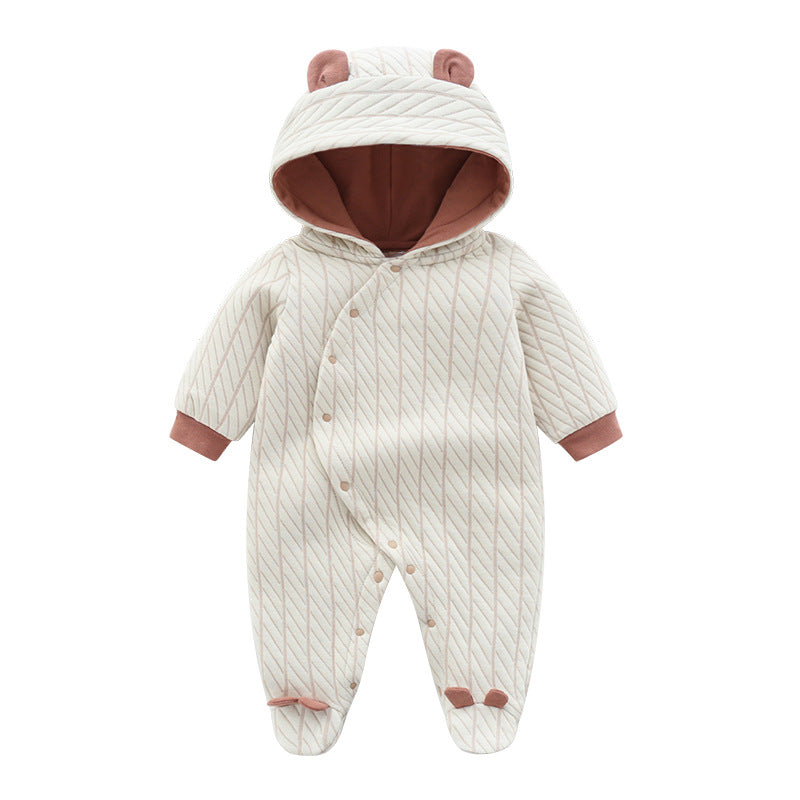 Cozy Bear Hooded Baby Romper
