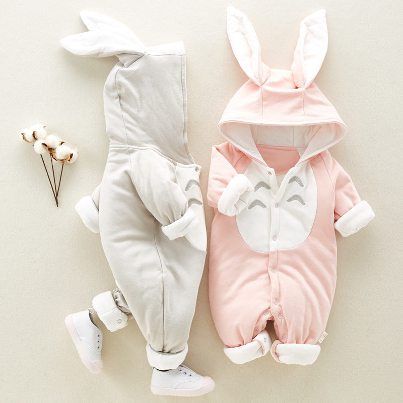 Cute Cartoon Hooded Cotton Baby Romper