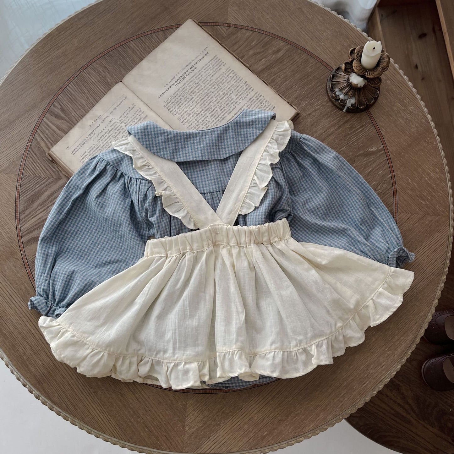 Elegant Cotton Baby Girl Romper & Dress Set