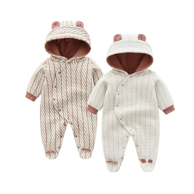 Cozy Bear Hooded Baby Romper