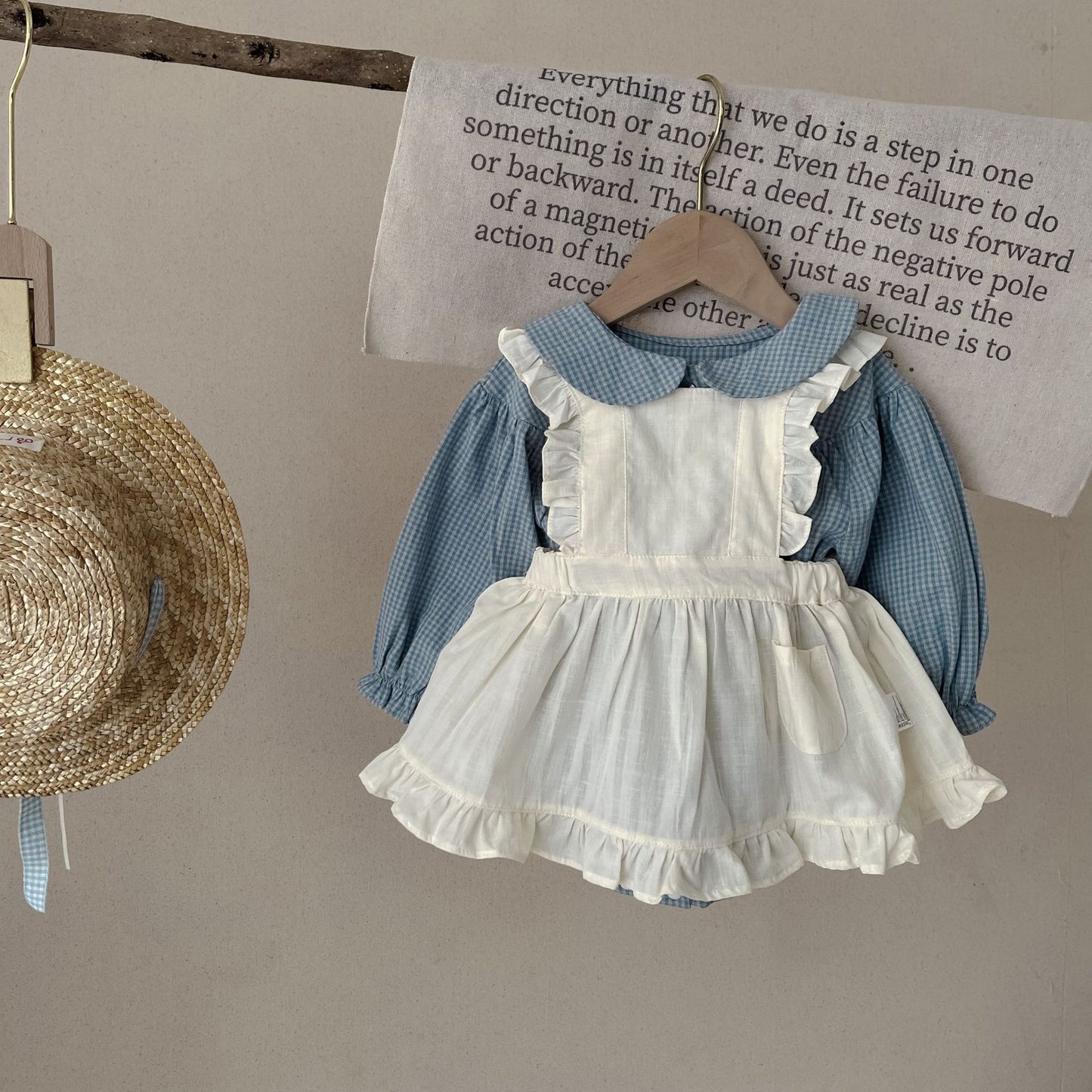 Elegant Cotton Baby Girl Romper & Dress Set
