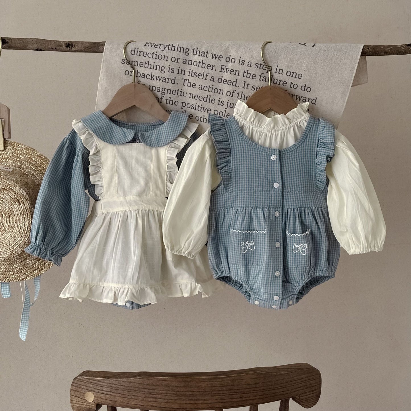 Elegant Cotton Baby Girl Romper & Dress Set